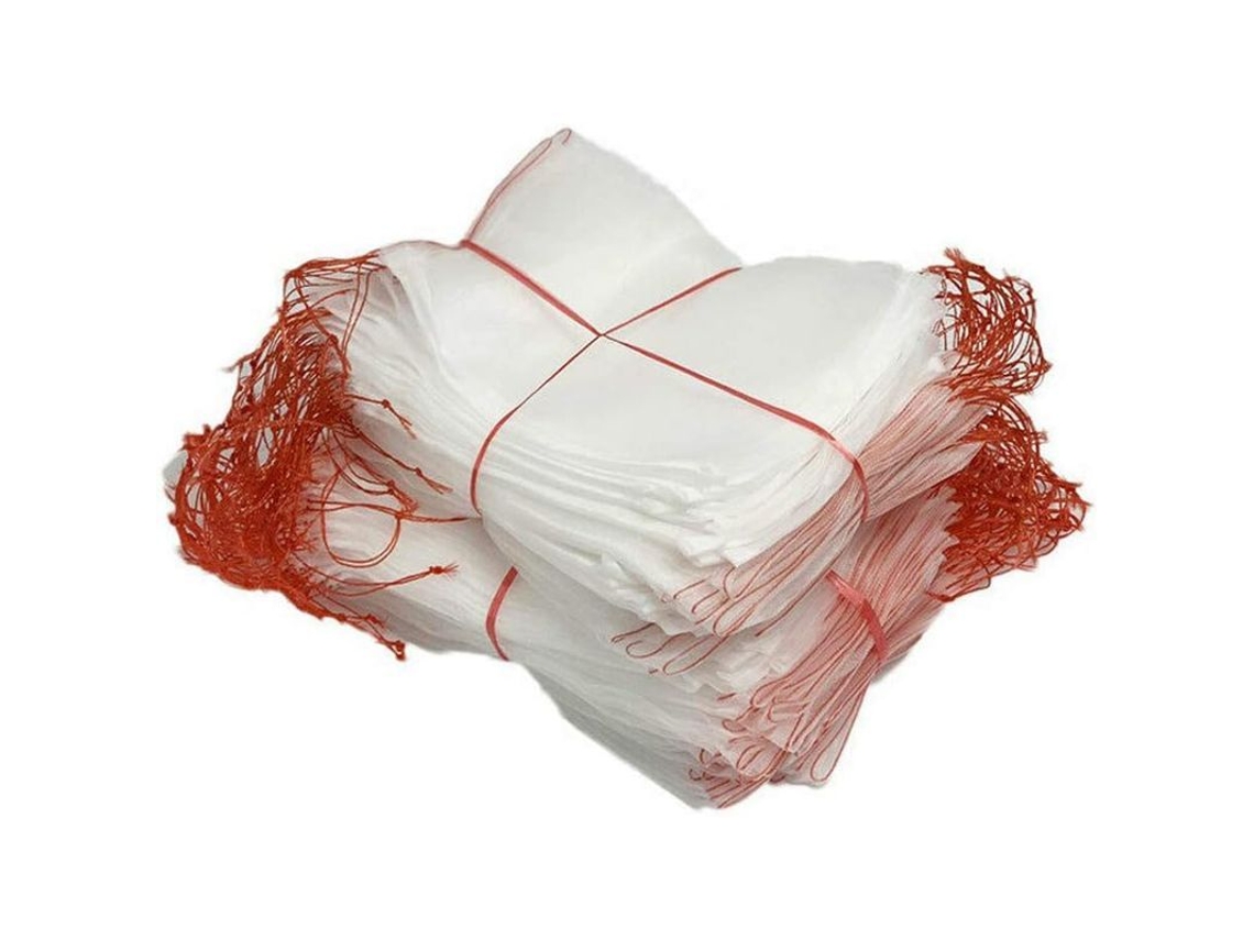 100 Bolsas de Proteção para Plantas e Frutas com Cordão Malha Anti insetos 15x25cm | S/MARCA