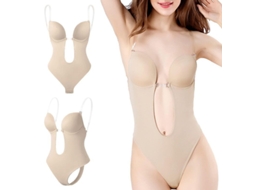 Body Shaper Sem Costas e Sem Alças com Apoio Ao Peito, Design Invisível e Confortável para Festas e Casamentos Bege