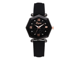 Lvpai Relógio de Pulso Feminino de Quartzo com Pulseira Pu Design Simples Elegante Preto