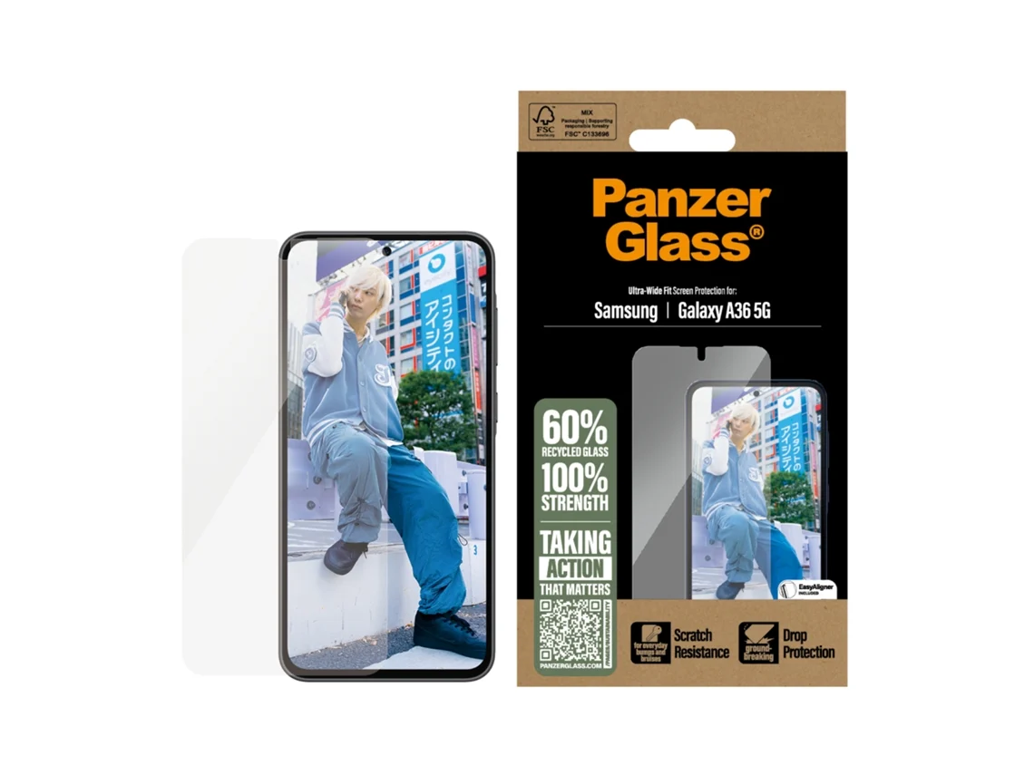 Película de Ecrã PANZERGLASS Screen Protector Samsung Galaxy A36 (Outlet Caixa Aberta - 5G - Ultra-Wide Fit)