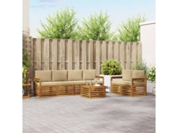 Vidaxl Conjunto De Sofás Para Exterior 7 Unid. Natural E Bege