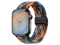 Pulseira Magnética De Nylon Trançado Para Apple Watch S10, Elástica, Camuflagem Arco Íris Multicolorida, 44 45 46 49mm