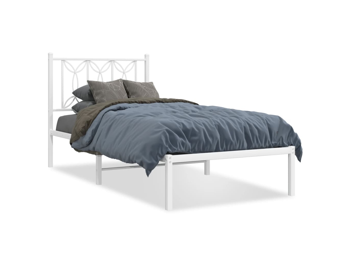 Estrutura de Cama com Cabeceira Metal Branco MAISON EXCLUSIVE 80x200 cm