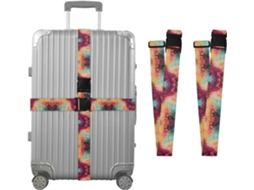 Conjunto De 2 Cintas Bagagem Personalizáveis Com Fivelas Mármore Rosa E Verde