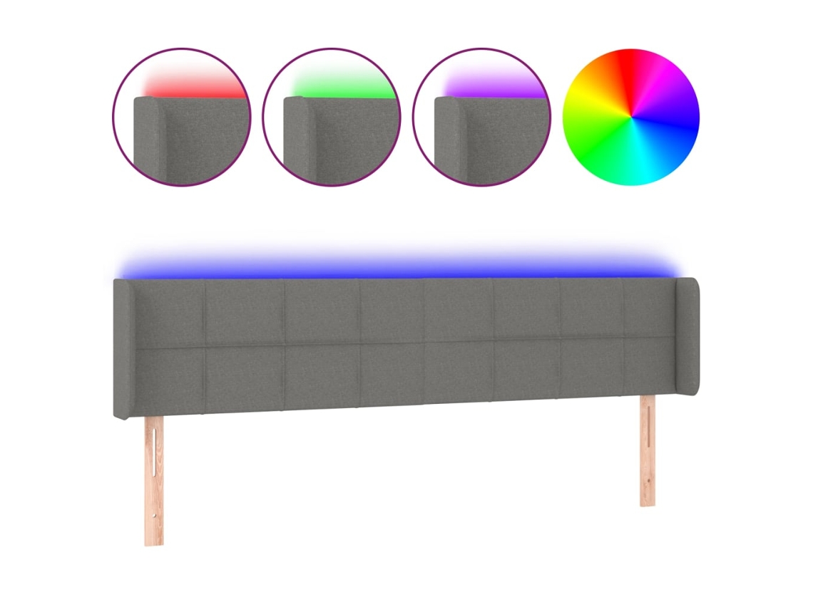 Cabeceira Cama com Luzes Led Tecido Cinza escuro MAISON EXCLUSIVE (183x16x78 cm)