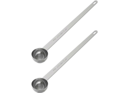 Conjunto De 2 Colheres Medidoras Café Com Cabo 24 Cm, Capacidade Para Duas Sopa (15 Ml) Em Aço Inoxidável.
