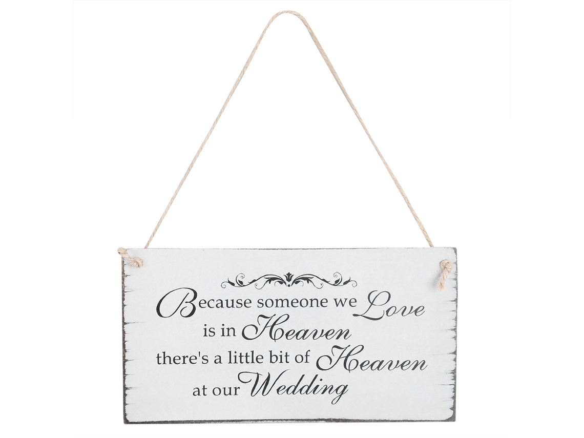 Placa de Madeira Pendurada para Casamento com Frase "porque Alguém Que Amamos Está no Céu" Decoração e Lembrança com S/MARCA