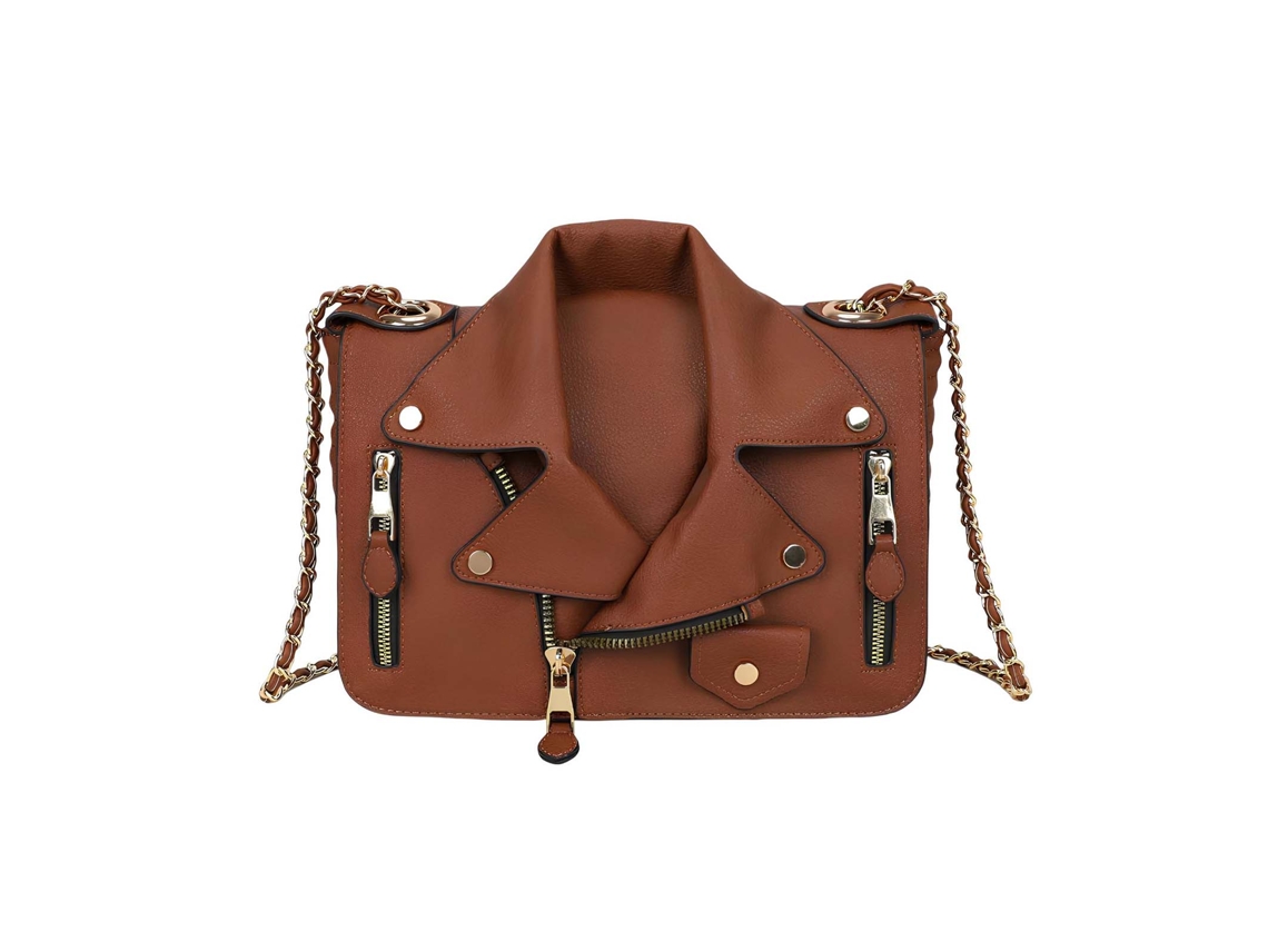 Bolsa Transversal Para Mulher Coleção Sky Rider Design Jaqueta Com Corrente