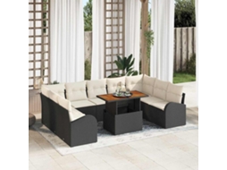 Vidaxl Conjunto De Sofá De Jardim 10 Unid. Preto Rattan Sintético