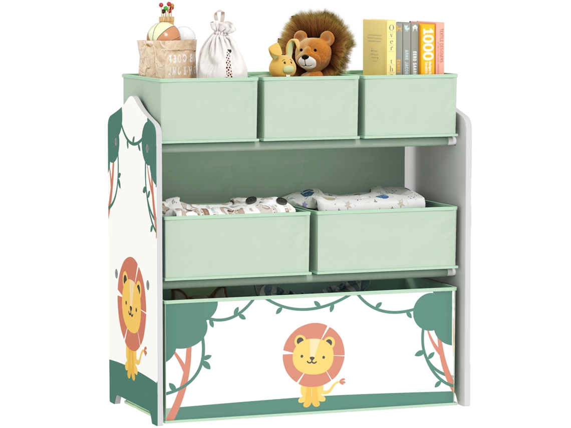 Suporte de Brinquedos Infantil Móvel 3 Níveis. Verde Ge