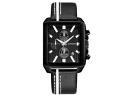 Relógio Sanda 5003 Three Eye De Seis Pinos, Multiuso, Esportivo, Masculino, Com Pulseira De Couro, Resistente À Água, Quartzo (preto)