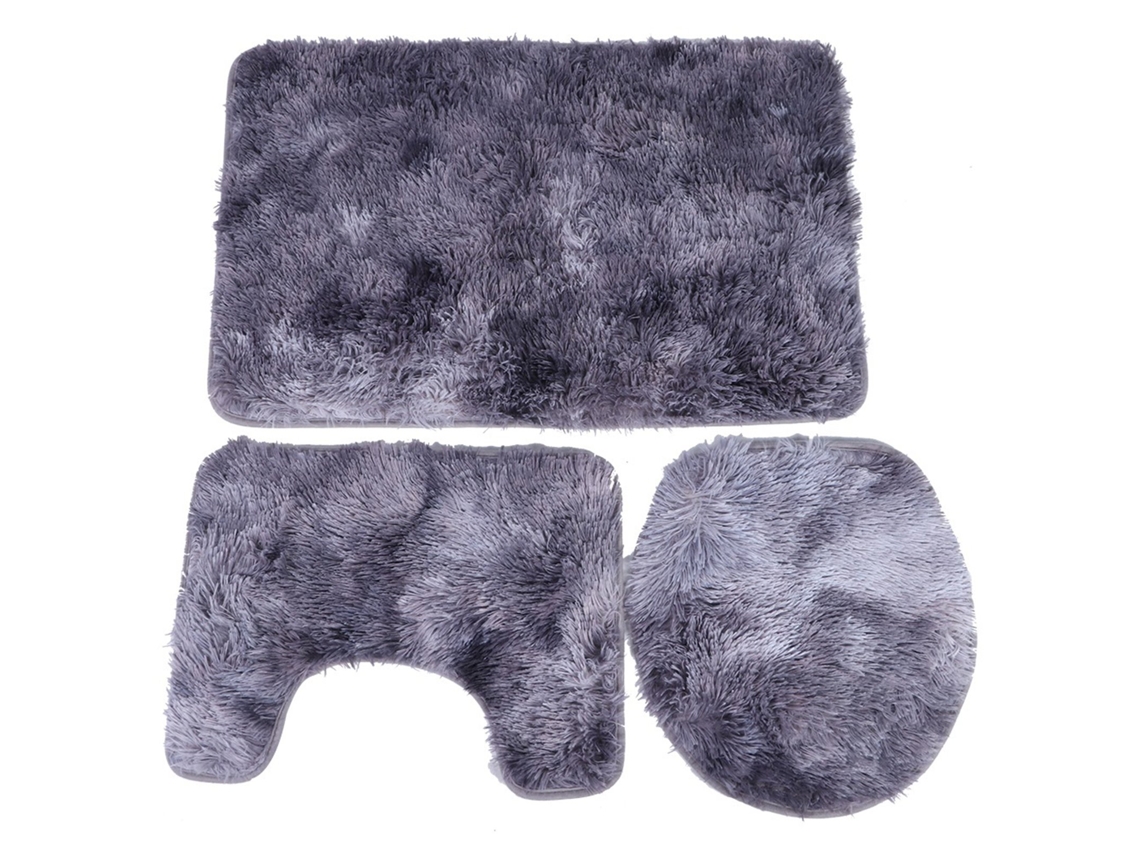Conjunto de 3 Tapetes de Banheiro Roxo Anti derrapante Capa de Tampo Soft Pvc Fibra Poliéster