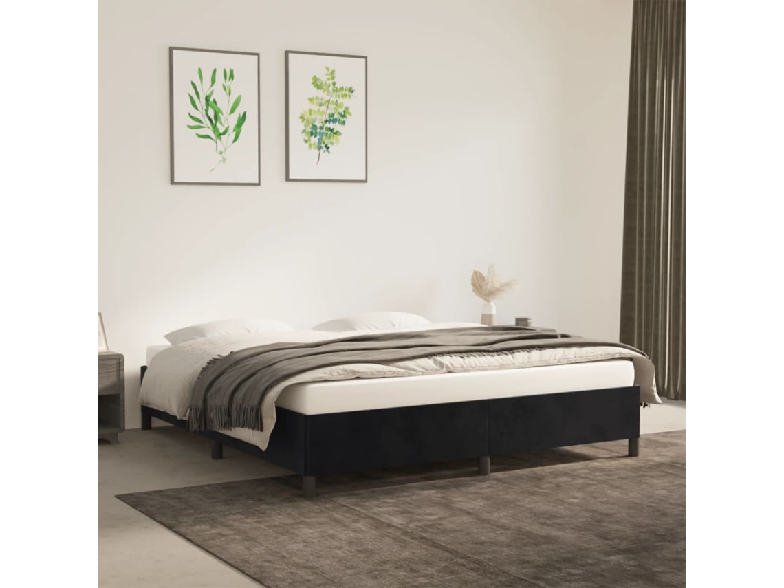 Vidaxl Estrutura De Cama Sem Colchão 160x200 Cm Veludo Preto