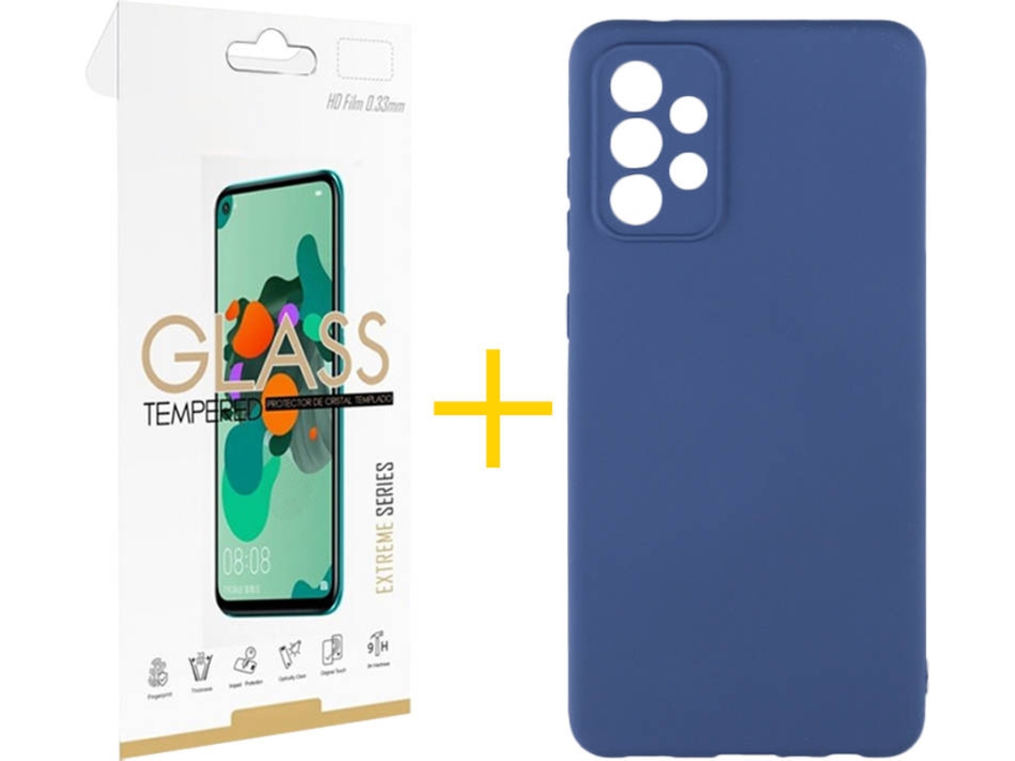 Capa e Película de Vidro Samsung A32 5G SKYHE Silicone Líquido Azul