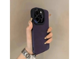 Conjunto De 2 Capas Para Iphone 17 Pro Max Em Couro Aveludado Roxo Escuro.