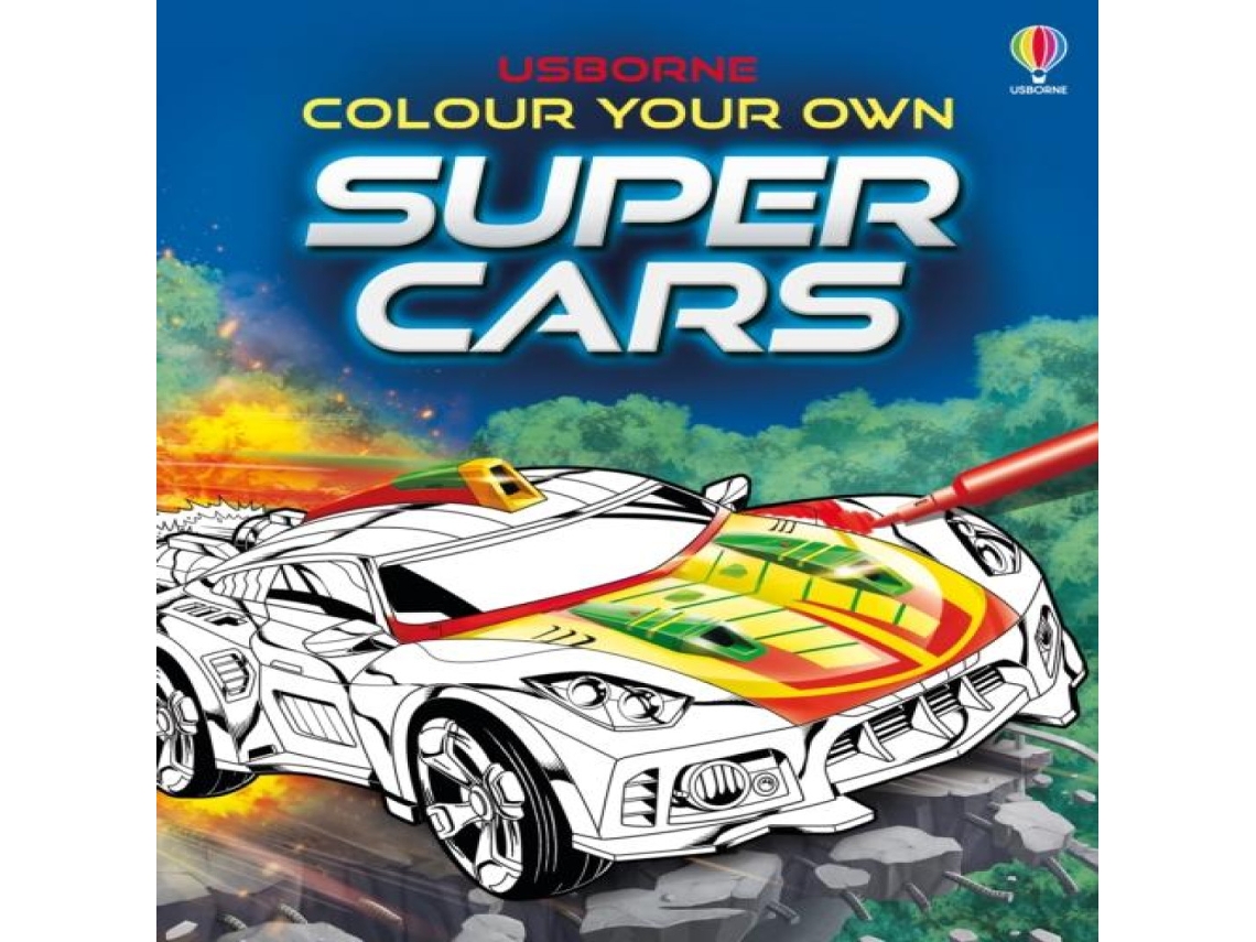 Livro Colour Your Own Supercars de Sam Smith (Inglês)