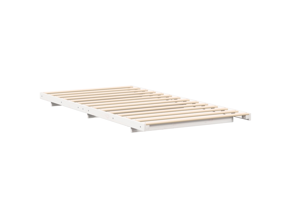 Conjunto 1 Estrutura Da Cama Vidaxl Branco Madeira De Pinho Maciça (75 X 190 Cm)