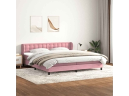 Vidaxl Cama Com Molas/colchões 180x210 Cm Veludo Rosa