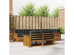 Vidaxl Conjunto De Sofás Para Exterior 7 Pcs Natural E Antracite