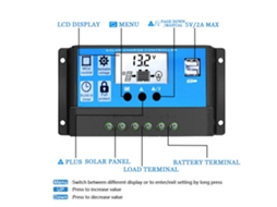 Controlador De Carga Solar Pwm 10ayh 12v/24v 30a 20a 10a Regulador De Bateria Controlador De Painel Solar Display Lcd Com Duas Portas Usb
