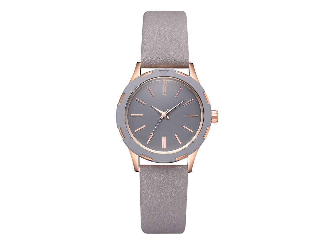 Relógio de Pulso Feminino Casual de Quartzo com Pulseira de Pu Prateado