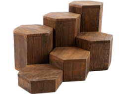 Conjunto De 6 Expositores Hexagonais Madeira Com Base Hexagonal Para Joias, Perfumes, Estatuetas, Copos, Organizador De