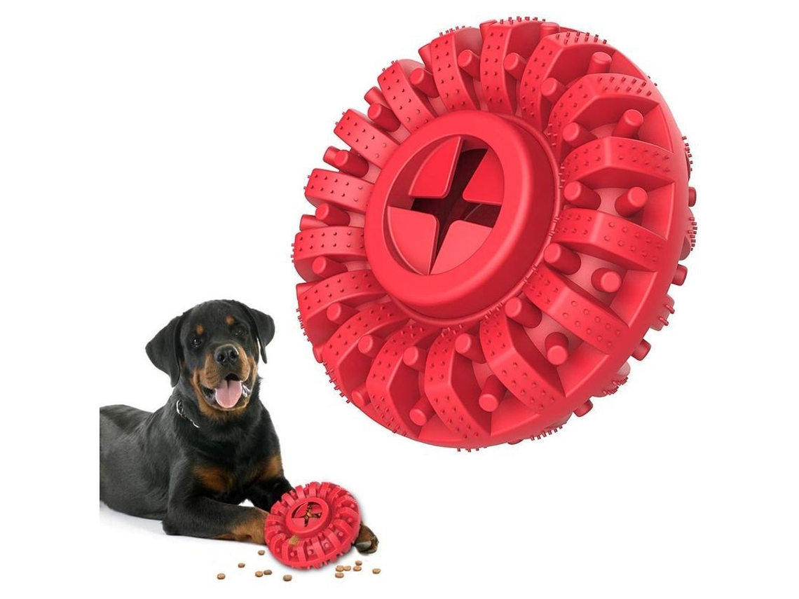 Brinquedo de mastigar durável 2026 para cães agressivos, borracha resistente, limpeza dental para cães de grande e médio porte, vermelho