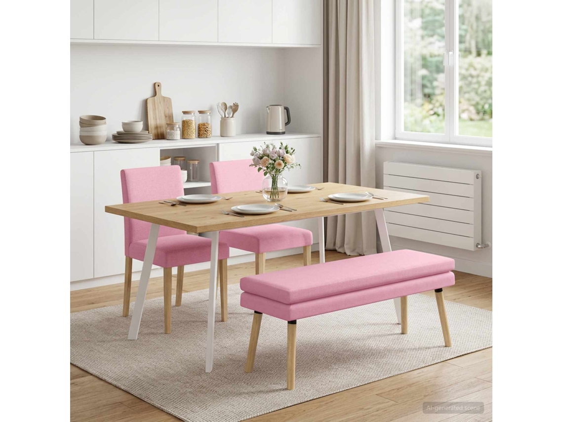 Vidaxl Banco De Camadas Duplas Rosa 110 X 40 X 47 Cm Tecido