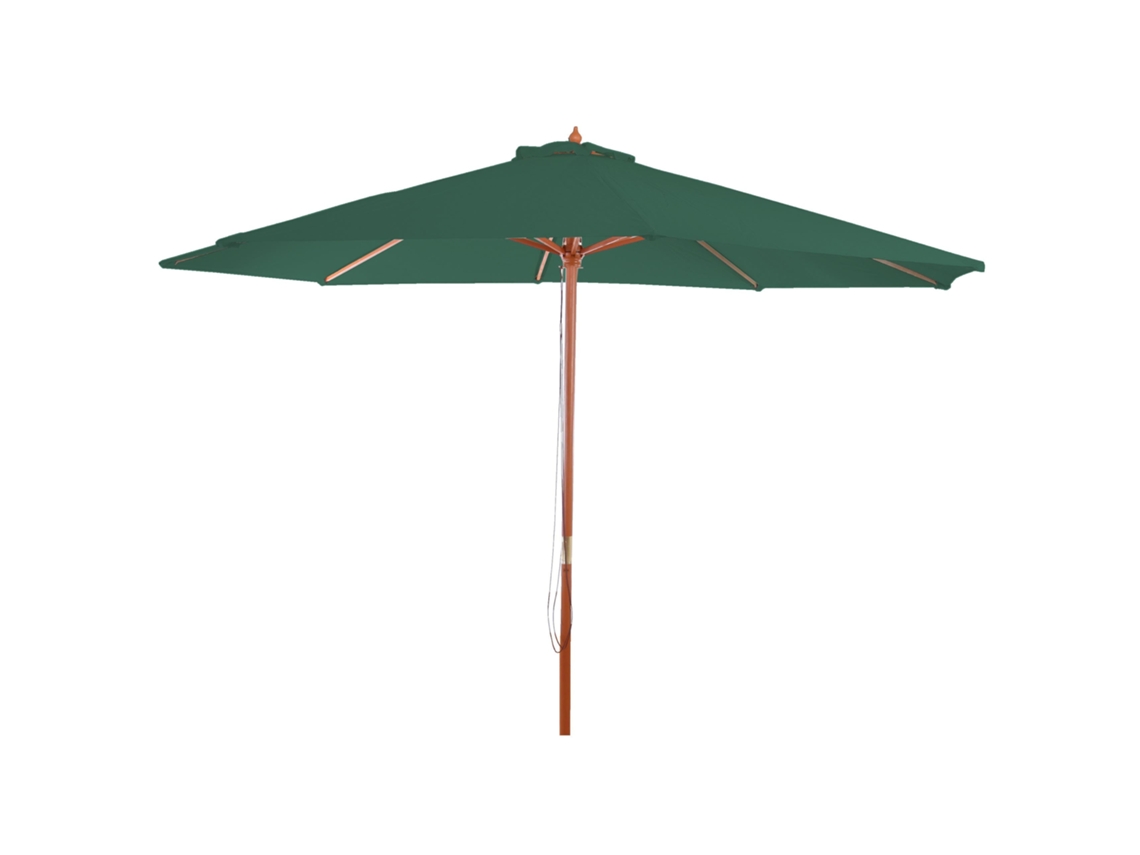 Guarda-sol de jardim, 3,5 m de diâmetro, poliéster/madeira, 7 kg, verde, 04_0008011