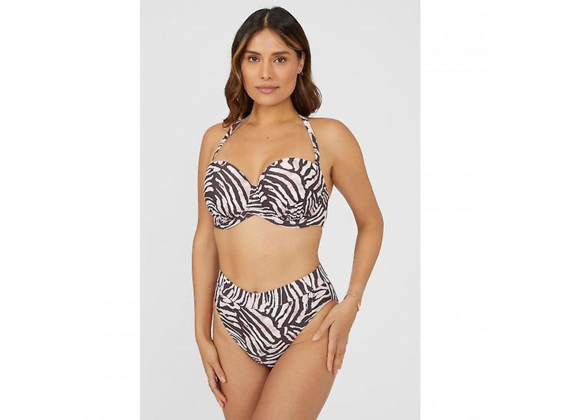 2026 top de Biquíni Sem Cintos Estampado Zebra para Mulher com Preenchimento e Armadura