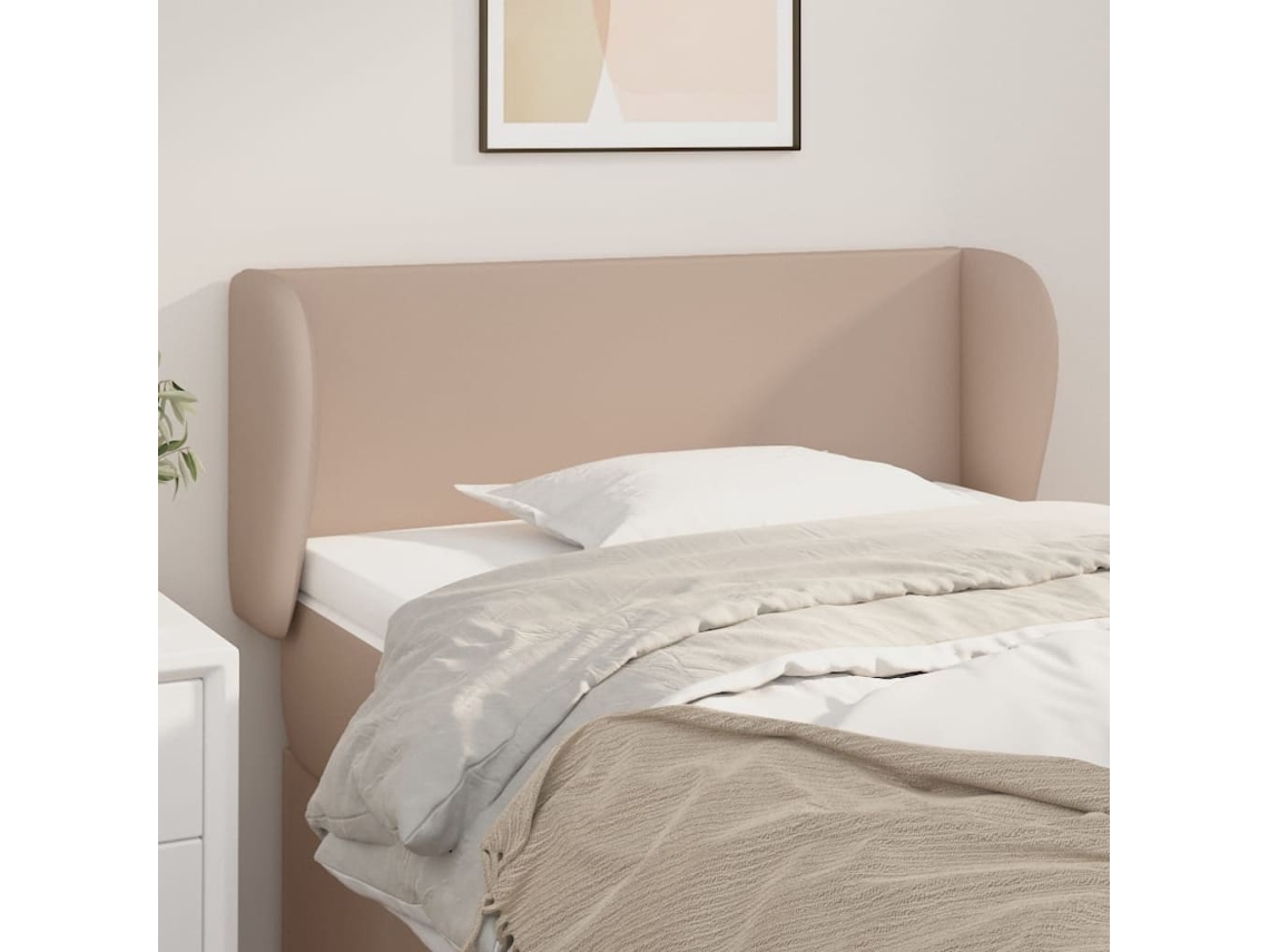 Vidaxl Cabeceira Cama Abas Couro Artificial 103x23x78/88 Cm Cappuccino
