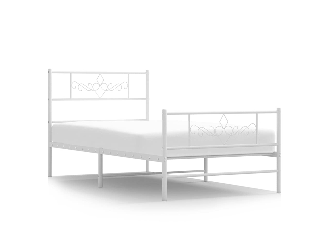 Bed Frame, Bed Frames Vidaxl Branco Aço (100 X 200 Cm)