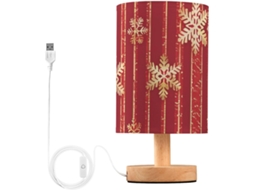 Abajur De Natal Mnsruu Para Quarto E Sala Estar, Com Estampa De Flocos Neve Dourados E Listras, Ideal Para Cabeceira Com