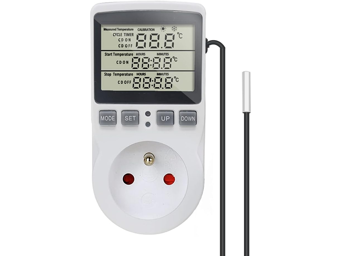 Termostato De Saída Sueco Controlador De Temperatura Digital Aquecimento Resfriamento Com Sonda, Termostato De Saída Lcd Temporizador Slowmoose