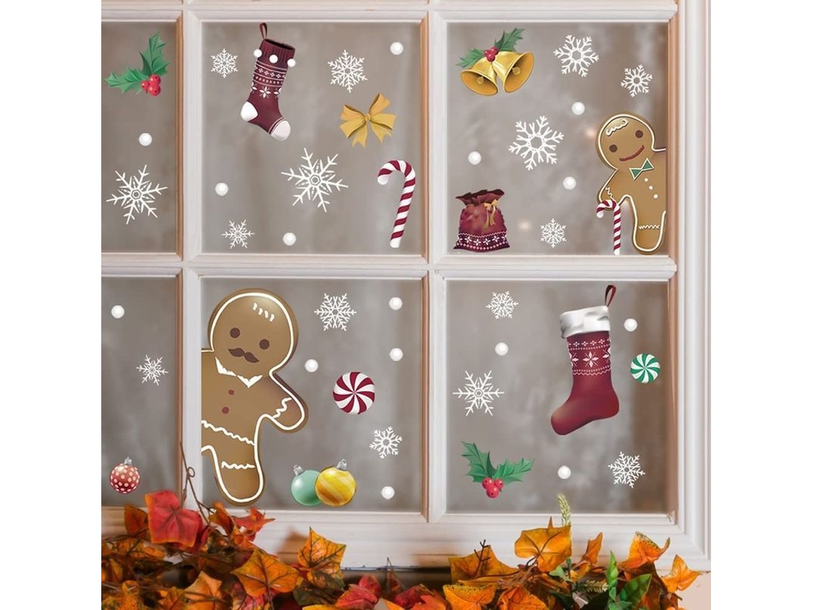 Adesivos de Janela de Natal em pacote com 2 decalques para quarto e sala | S/MARCA