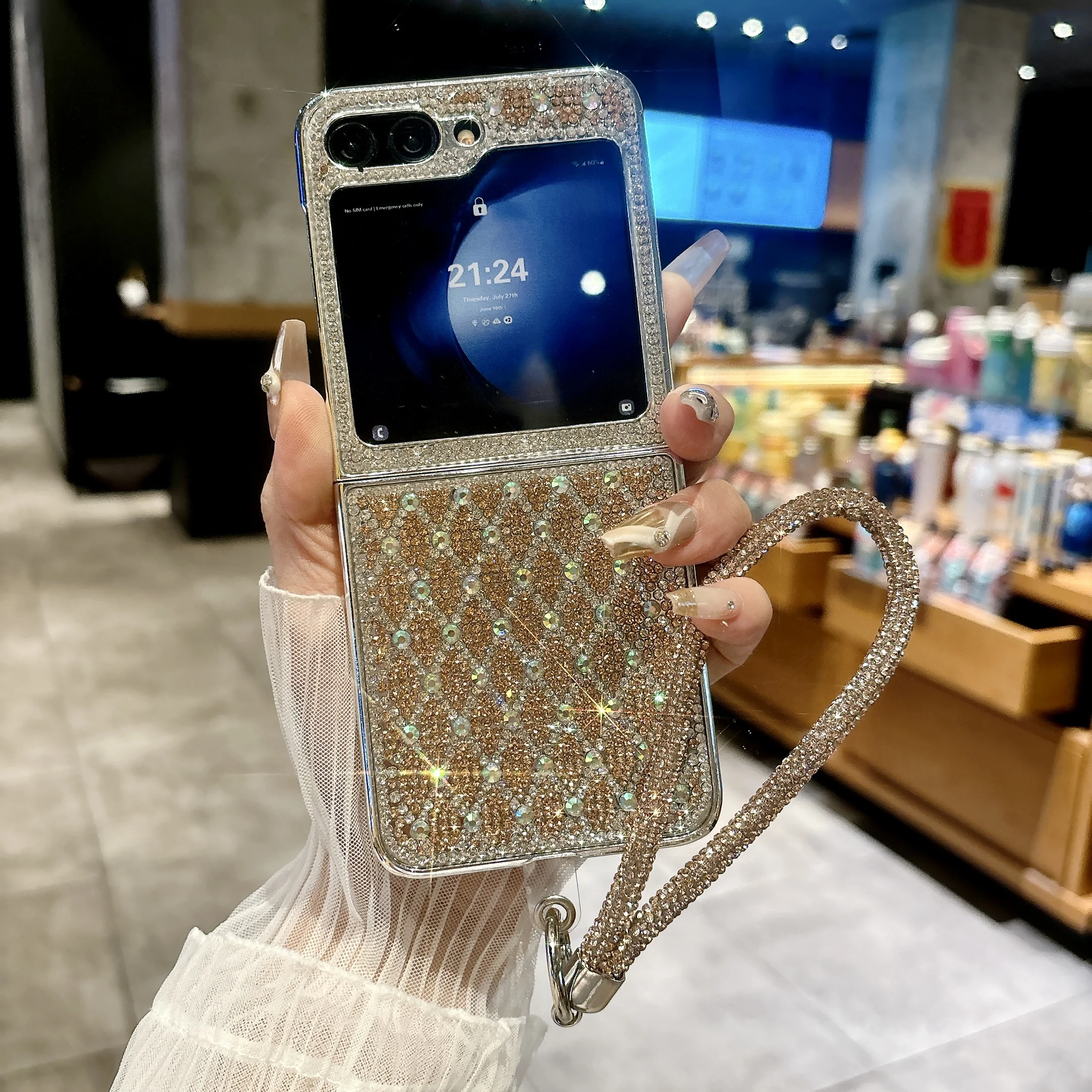 (dourado, Galaxy Z Flip4) Capa Resistente A Impactos Com Suporte