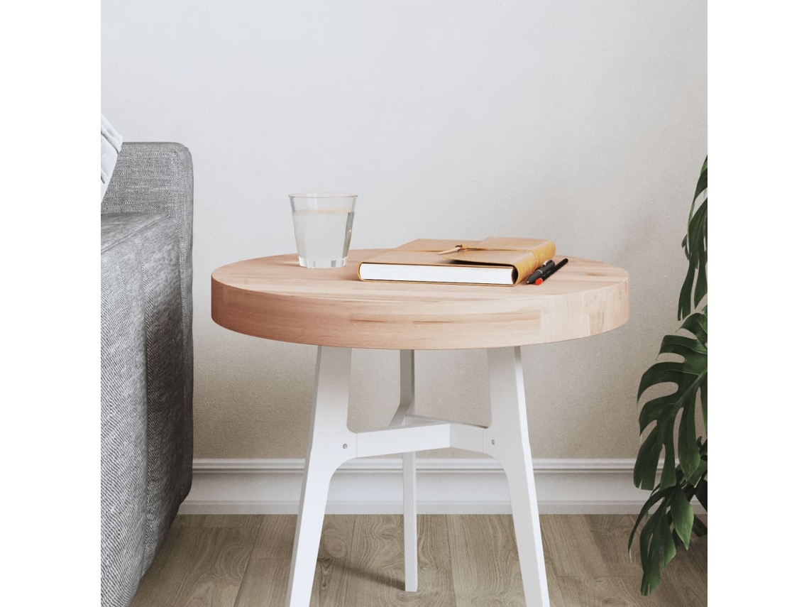 Vidaxl Tampo De Mesa Redondo Ø40x4 Cm Madeira De Faia Maciça