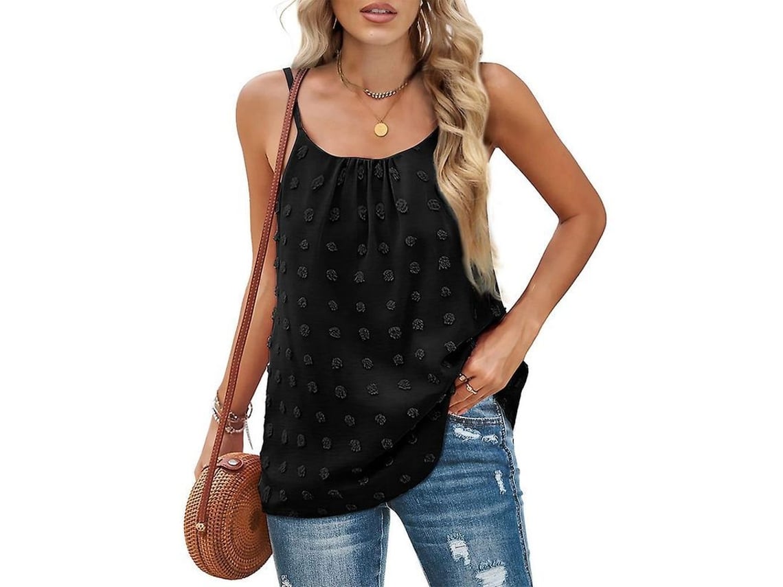 2026 top Camiseta Sin Mangas Casual para Mujer Cuello Redondo Suelto de Poliéster