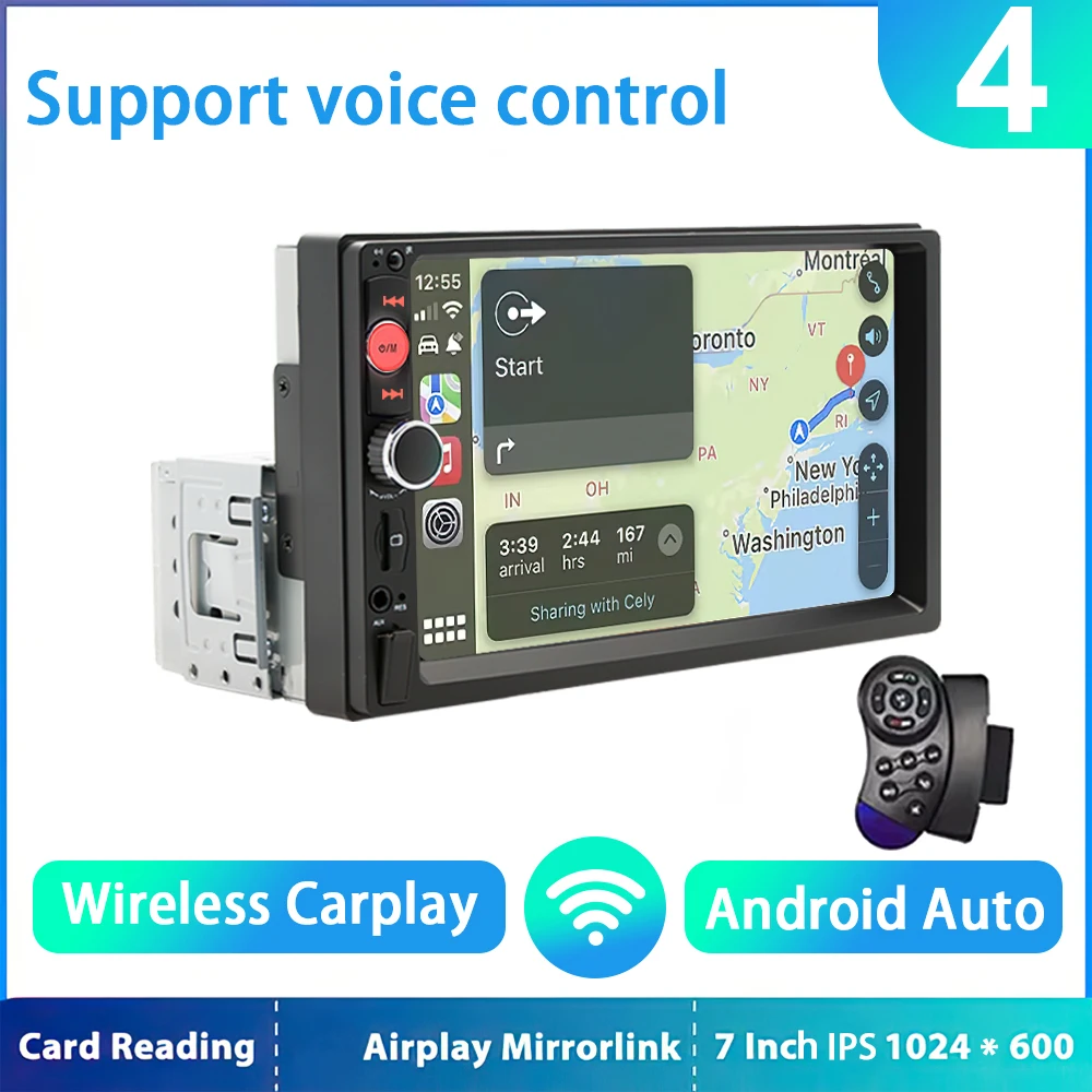 Sistema Multimídia Automotivo 2din (sem Fio), Tela Ips De 7 Polegadas, Android Auto, Bluetooth, Usb