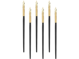 Conjunto de 6 Canetas tinteiro Metal Topbathy para Caligrafia, com Ponta Dourada, Ideal Iniciantes e Artistas,