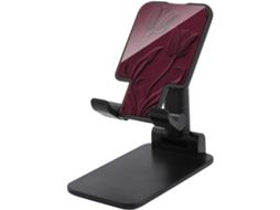 Suporte Dobrável E Ajustável Para Celular, Com Estampa Floral De Tulipas Em Relevo Na Cor Bordô Escuro