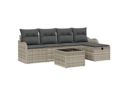 Conjunto 6 Conjunto De Sofá De Jardim Vidaxl Cinzento-claro Vime Pe (231 X 117 X 85 Cm)