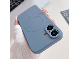 Capa Magsafe Para Iphone 16 Plus - Silicone Líquido Com Cor Sólida | Magnética - Cinza Lavanda