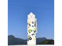 Garrafa de Água Infantil, Capacidade de 750ml, Feita de Plástico Ecológico. MDUG (carro Branco)