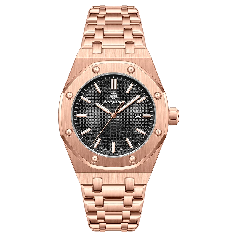 Relógio Original (ouro Rosa E Preto), Luxo, Quartzo Em Aço Inoxidável