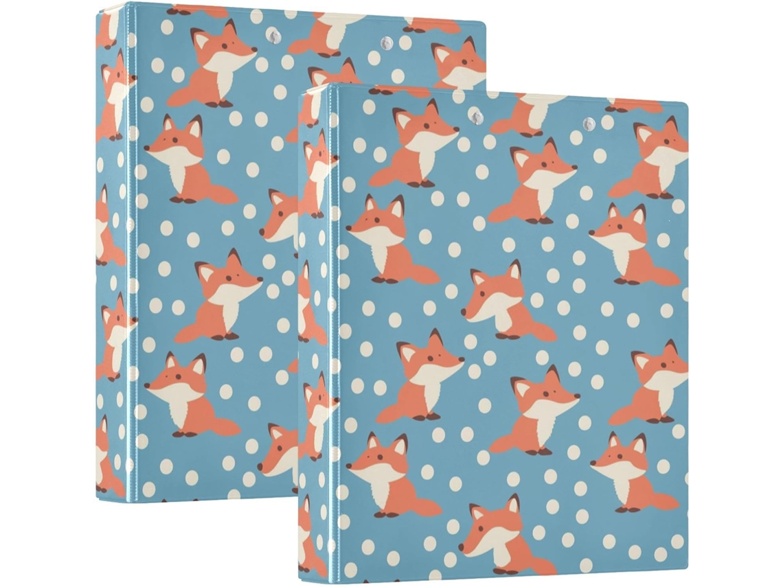 Lindo Foxes Pasta Escolar De 3, 5cm, Três Argolas Com Bolsos, Pacote Com 1 2-unidades, Material De Escritório