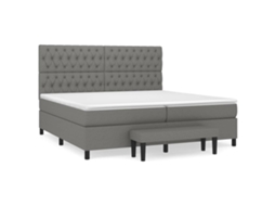 Cama com Molas/Colchão 200x200 Cm em Tecido Cinzento Escuro MAISON EXCLUSIVE