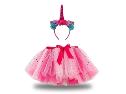 Fasst traje Princesa Unicórnio com Saia Tutú Arco-íris e Diadema, Carnaval | S/MARCA