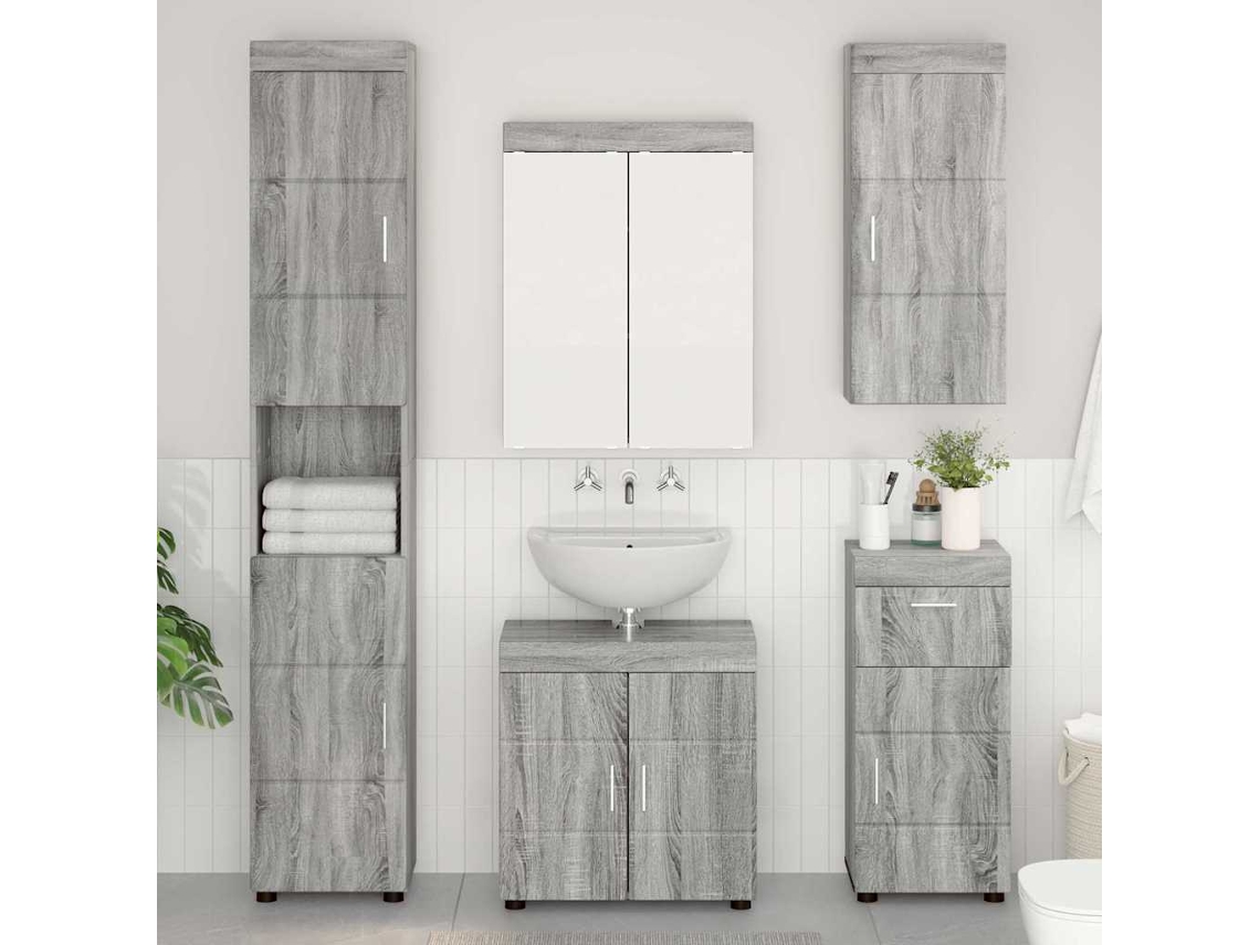 Vidaxl Conjunto De Móveis Para Banheiro Tulum 5 Unid. Cinza Sonoma