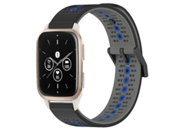 Pulseira De Relógio Silicone Preta, Cinza E Azul 20 Mm, Compatível Com Garmin Forerunner Sq2 Music.
